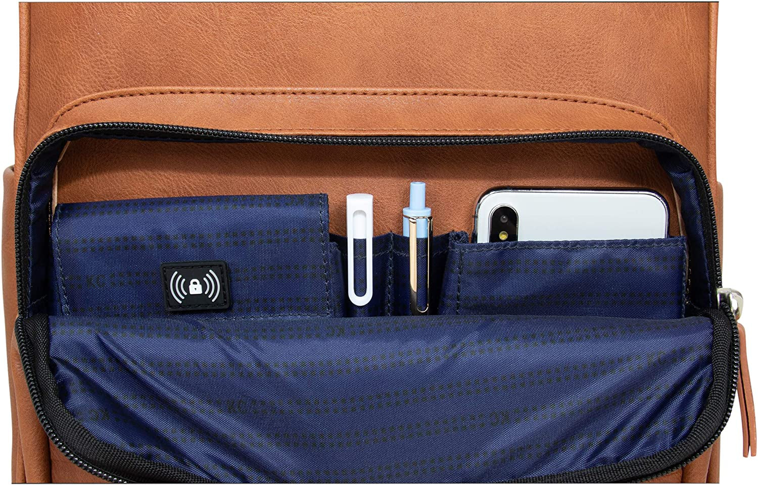 "Stay Organized and Secure with Our Stylish Vegan Leather Tablet Bookbag - Perfect for Work, Travel, and 15.6" Laptops!"