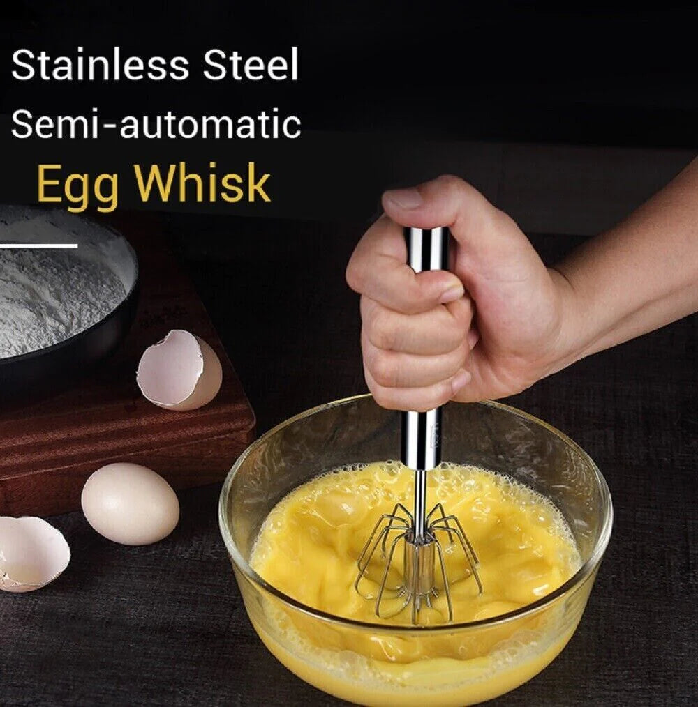 "Effortlessly Whisk and Blend with Our 14" Semi-Automatic Stainless Steel Hand Push Egg Beater!"