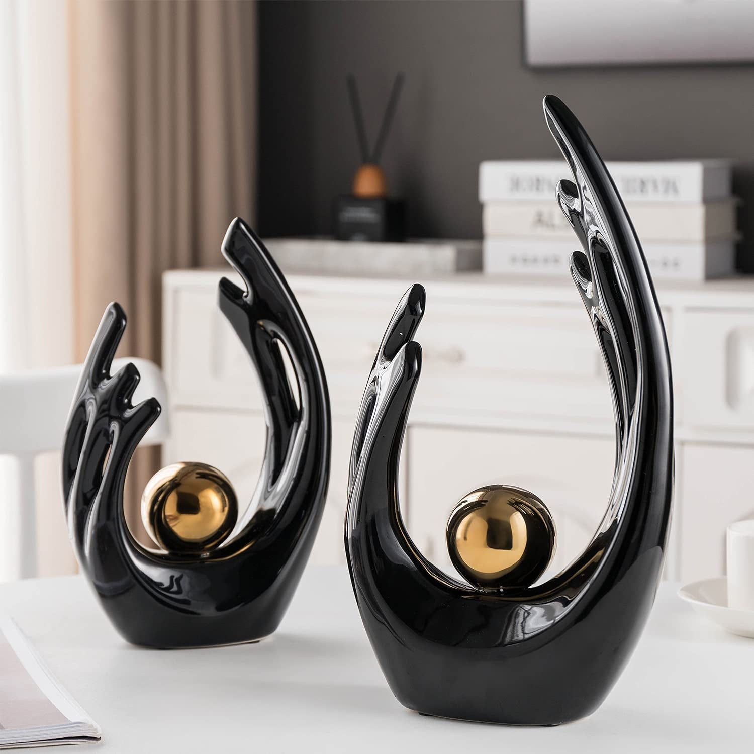 "Contemporary Ceramic Statues: Elevate Your Living Space with Stylish Home Decor Accents for Dining, Office, and More!"