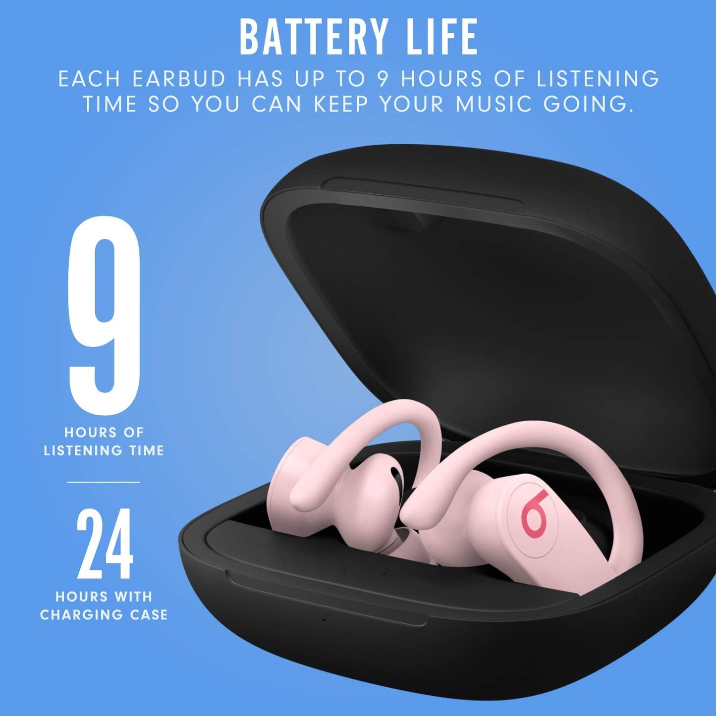 "Ultimate Power Pro Wireless Earbuds: Enhanced with Apple H1 Chip, 9-Hour Nonstop Listening, Sweat-Resistant - Irresistible Cloud Pink"