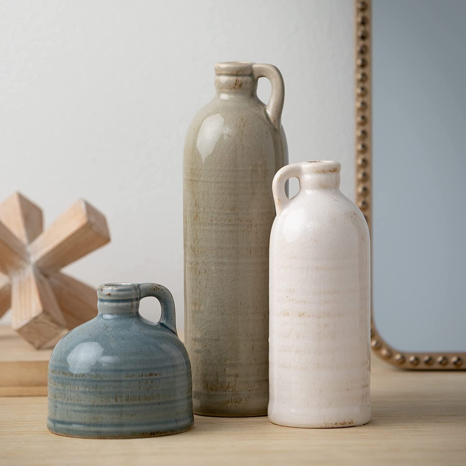 "Charming Farmhouse Ceramic Jug Vase Set - Perfectly Versatile Decor for Any Space (CM2431)"