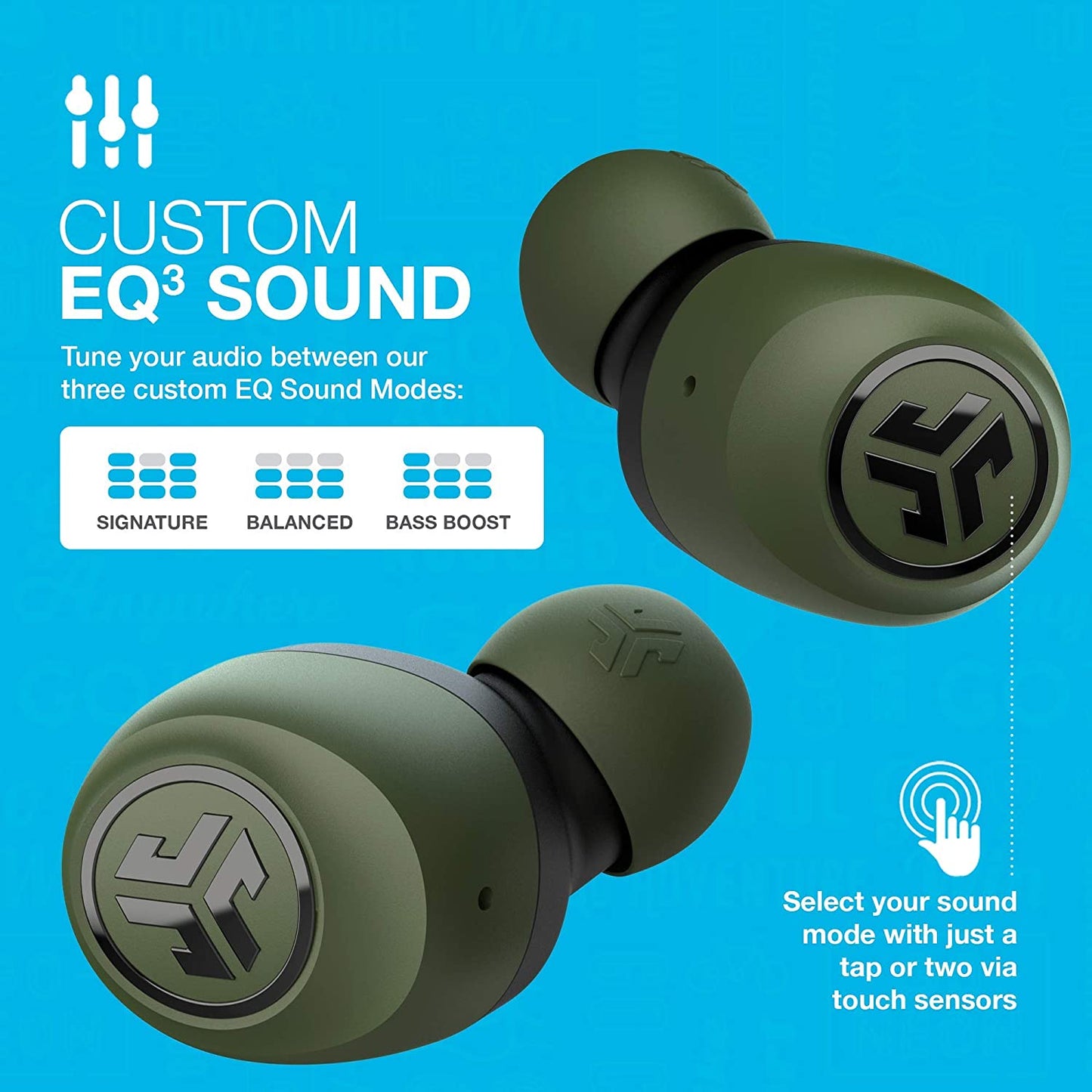 "Go Air True Wireless Earbuds: Experience Ultimate Freedom with Green, Dual Connect, Sweat-Resistant Design, Advanced Bluetooth 5.0, and Customizable EQ Sound Settings!"