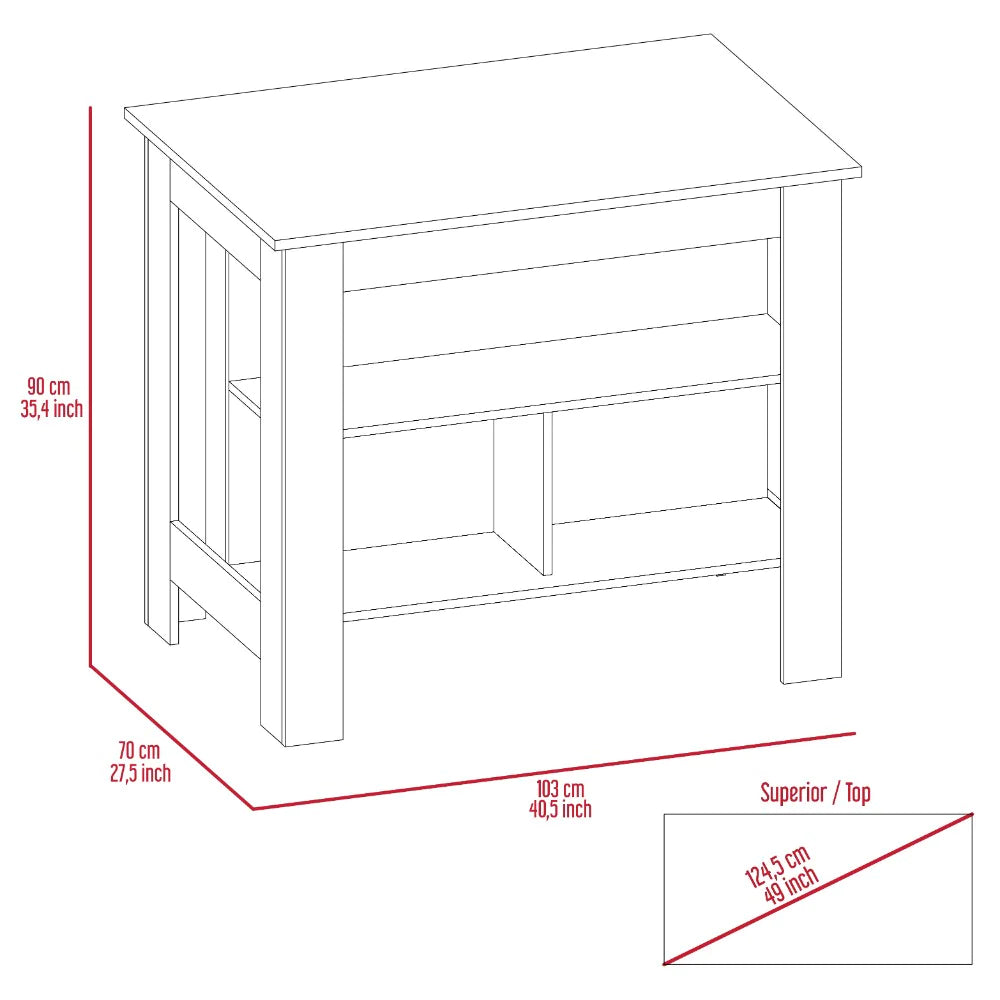 "Upgrade Your Kitchen with the Stylish Antibacterial Dozza Kitchen Island - Three Shelves, Light Oak/White Finish!"